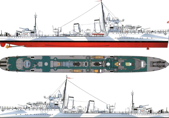 ORP Garland H37 [Destroyer] (1941) - drawings, dimensions, pictures